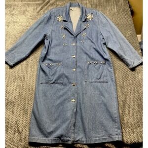 Vintage Pado 80s Oversized Denim Jacket Medium Lagenlook Bedazzled‎ Studded**